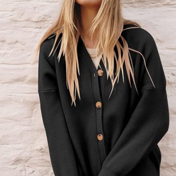 ANRABESS Women's Open Front Oversized Chunky Knit Long Sleeve Casual Loose Fall - Picture 4 of 4